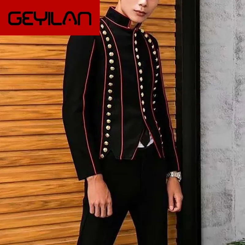 

Band Stand Lead Self-cultivation Chinese Tunic Suit Wind Full Dress Blazer Masculino Loose Coat Long Sleeve Rule Black Routine