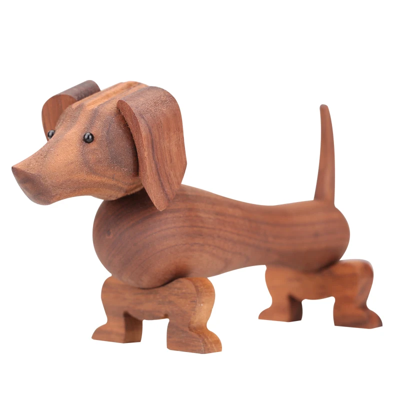 Handmade Wooden Dachshund Dog Figures Kids Room Bedroom Living Room Home Decoration Accessories Ornaments Holiday Gift Toys