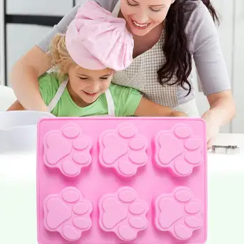 

6 Cavity Cat Footprint Silicone Fondant Cake Mould Cake Kitchen Candy Tools Decorating Mold Soap Tools Chocolate Handmade