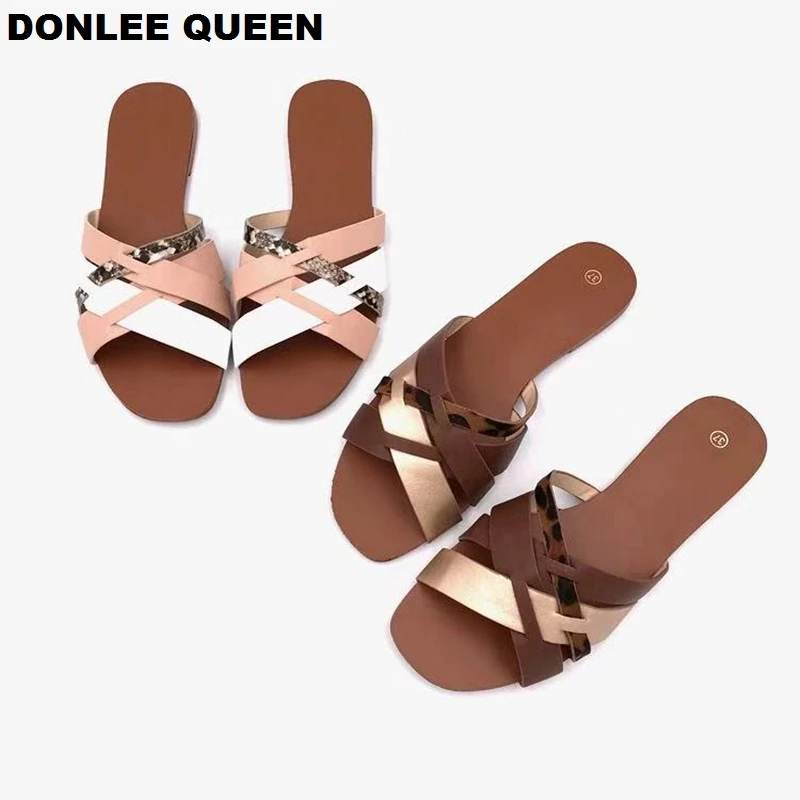 Женские пляжные шлепанцы DONLEE QUEEN сланцы уличные тапочки на плоской подошве