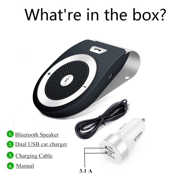 Автомобильный комплект Bluetooth приемник Bluetooth 4,1 Громкая связь подавление шума солнцезащитный козырек клип многоточечный для автомобиля для двух телефонов