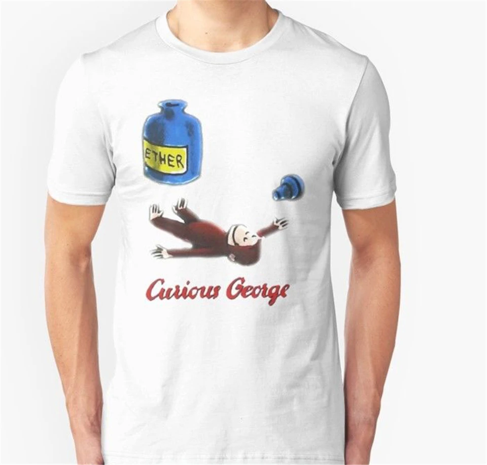 CURIOUS GEORGE T-Shirt FUNNY JOKE PUN funny O Neck Tops Tee Shirt For Men Women Tshirt 100% Cotton | Мужская одежда