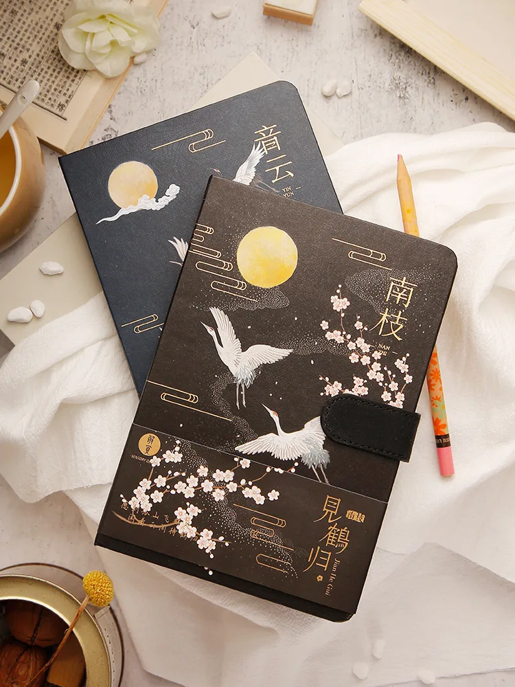 

Chinese Ancient Retro Style Crane Paper Notebook Creative PU Leather Travel Notebook School Diary Journal Planner Cute Notepad