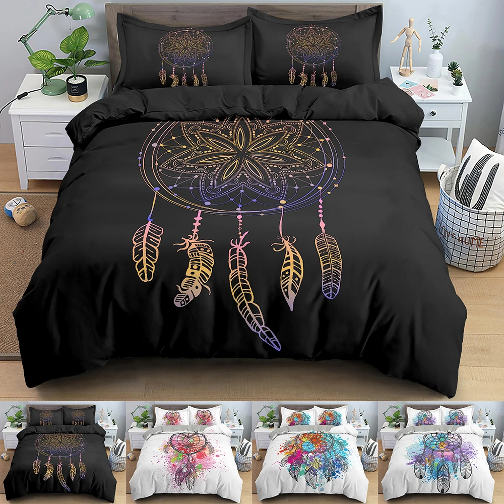 

3D Bedding Set Queen Size Dreamcatcher Duvet Cover White Double Bed Cover Set housse de couette Bedclothes 2/3pcs