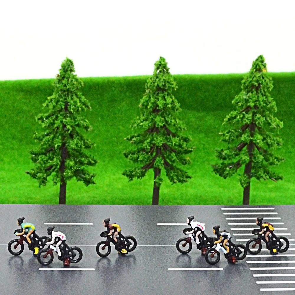 Miniature Painted Cyclist Figures for Diorama and Sand Table Layouts