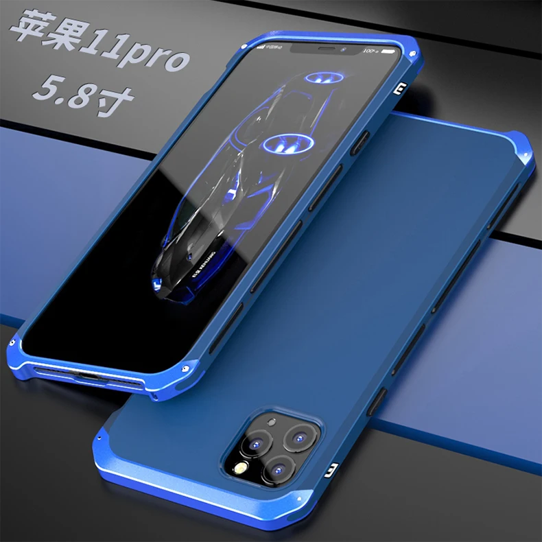 Shockproof Armor Phone Case For iPhone 13 12 Pro MAX 13 Mini 11 XS XR SE 2 8 7 6 Case Aluminum Metal Bumper Matte PC Cover Coque