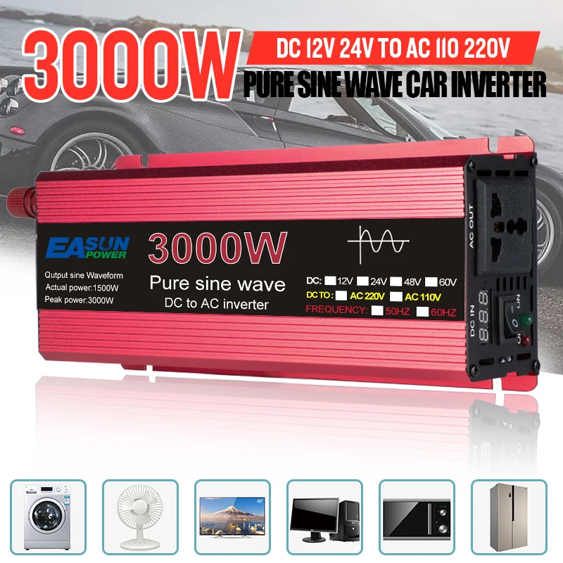 Инвертор немодулированного синусоидального сигнала 1000/1600/2200/3000 Вт 12/24 В