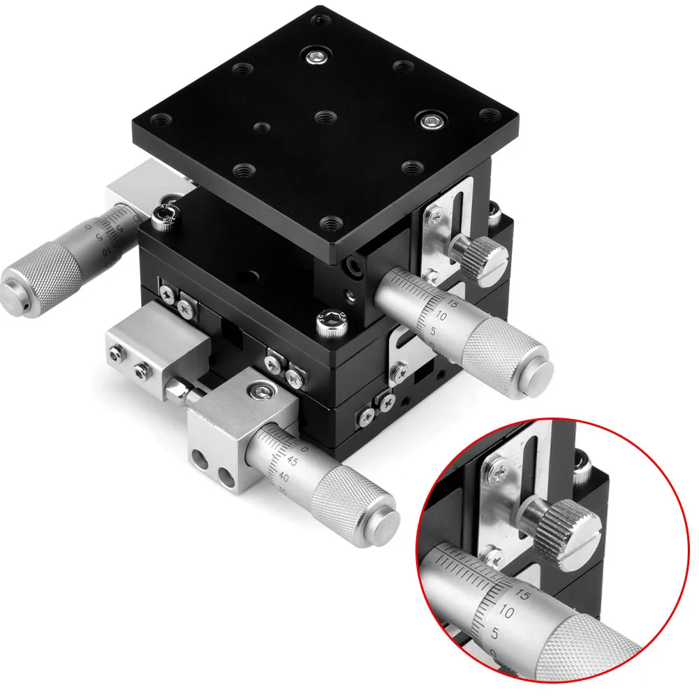 

60x60mm Trimming Platform Axis Manual Linear Stage For Optical Laboratory Aluminum Alloy Tool Lifting Multipurpose Adjustment