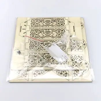 

Muslim Festival Light Ramadan Eid Mubarak Decorations Wooden LED Lamp Palace 667B