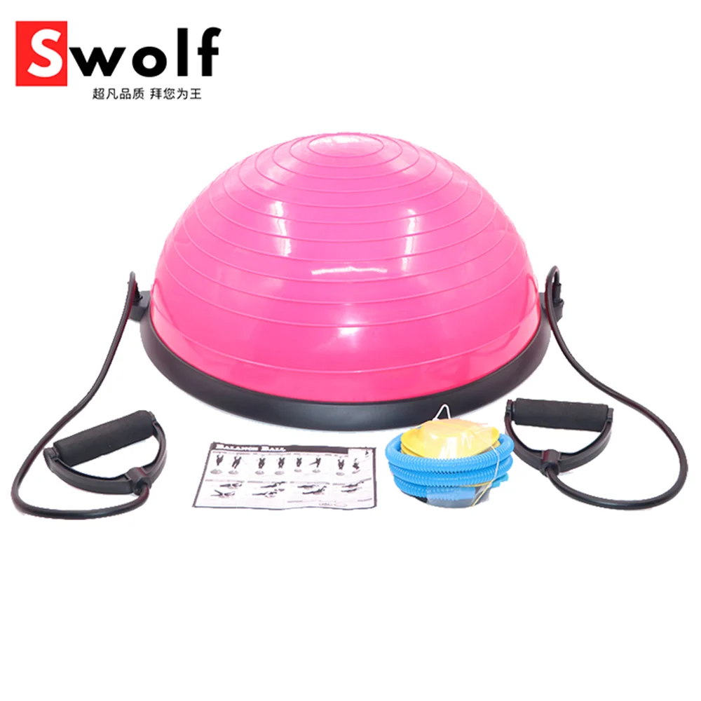 58cm Yoga Balance Ball Half Yoga Ball Exercises Training Gym Workout With Strings & Pump