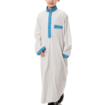 

Kid Muslim for Boys Arab Islamic Long Sleeve Round Neck Casual Robes Dress YH-17