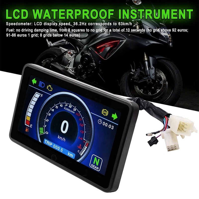 

Motorcycle Universal 1,2,4 Cylinder LCD Digital Display Odometer Multi-Function Meter Speedometer