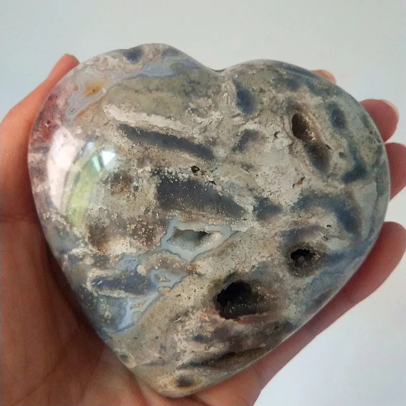 Natural sea jasper stone sea gem heart crystal stone mineral specimen crystal ston - Цвет: A15         408g