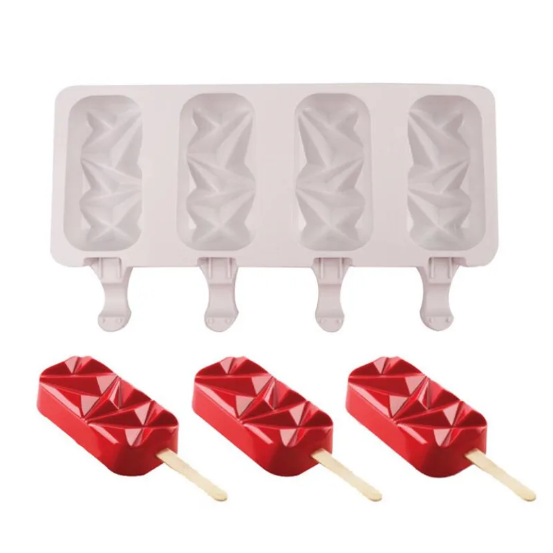 Stampi Per Gelato In Silicone 4 Celle Vassoio Per Cubetti Di Ghiaccio Food Safe Ghiacciolo Maker Fai Da Te Congelatore Fatto In Casa Stampo Per Ghiacc