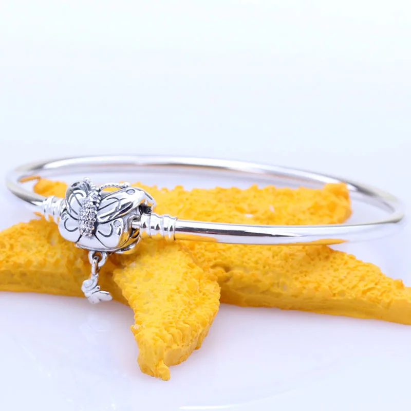 Декоративный браслет с бабочкой и змеиной цепочкой, подходит для бусины из стерлингового серебра 925, браслет с подвеской в Европейском стиле, сделай сам, ювелирное изделие