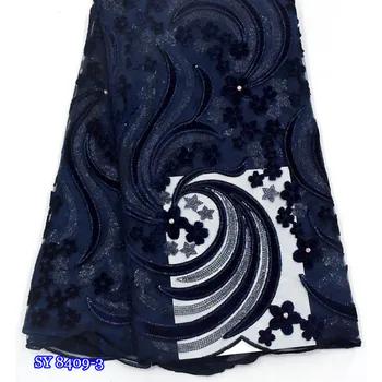 

Sequence African french net wedding party Nigerian Swiss high quality mesh tulle velvet lace embroidered sequins dress fabric