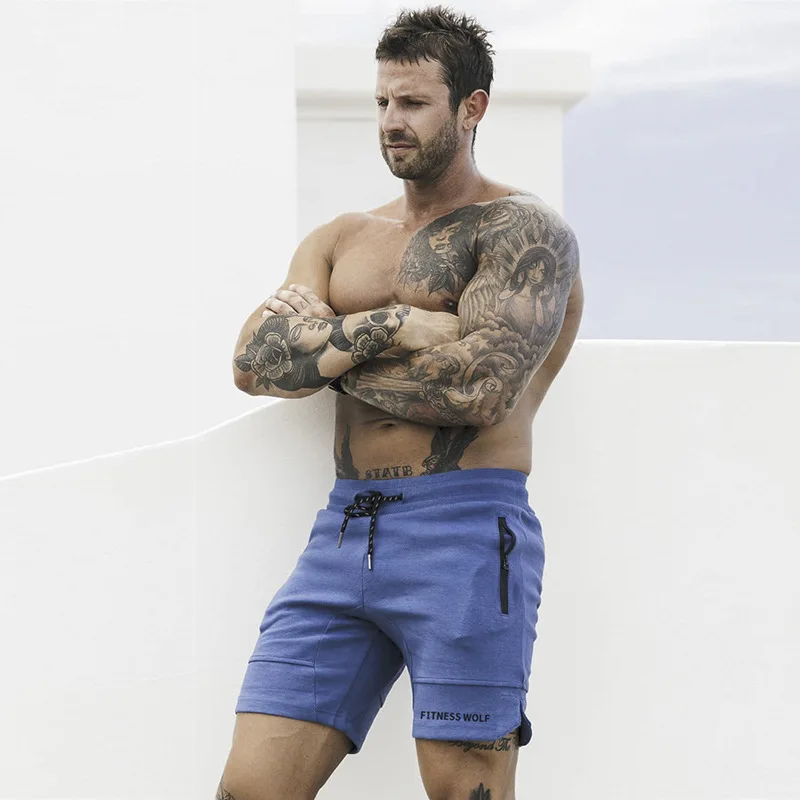 Высококачественные мужские шорты для фитнеса с волком узкие спортивные штаны для спортзала мужские шорты для бодибилдинга мужские сексуальные для тренажерного зала для бега милитаристические джинсы шорты 3XL