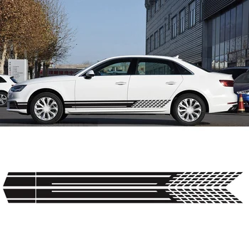 

2Pcs Car Stickers Black Stripe Side Large Graphic Vinyl Film Racing Sports Stickers Universal Car Decoration Accessories