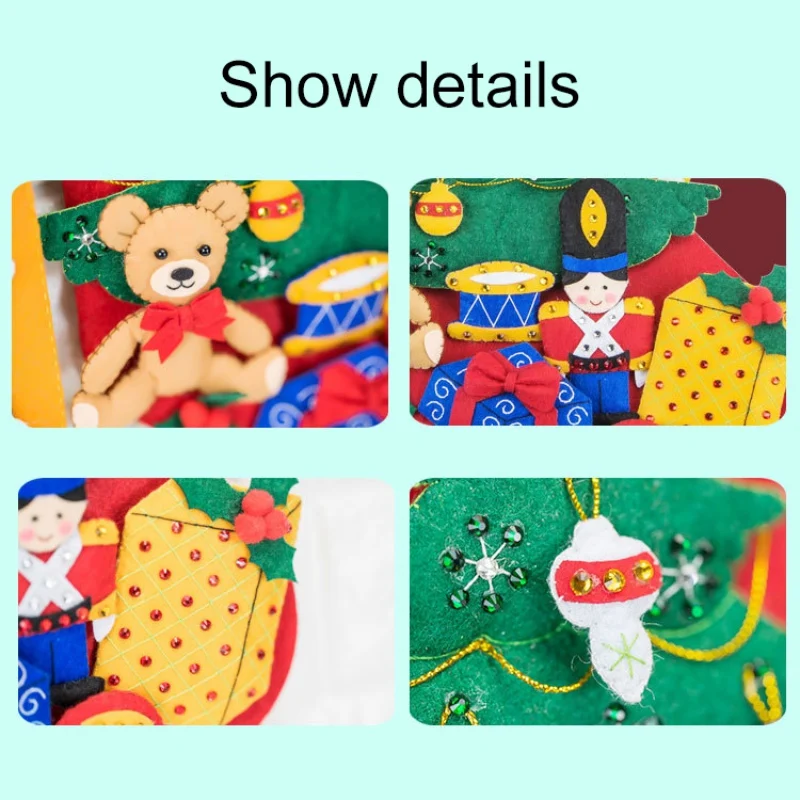 Christmas Diy Felt Stockings Hanging Bags Non-Woven Handmade Fabric Material Kit
