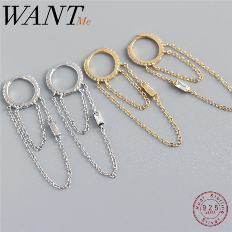 Женские богемные серьги гвоздики WANTME длинные из серебра 925 пробы с квадратным