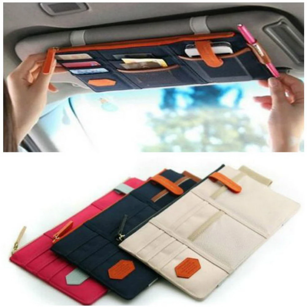 1 PCS Pocket Car CD Card Holder Sun Visor Point Pocket Card Storage Organizer Pouch Bag 5 Colors