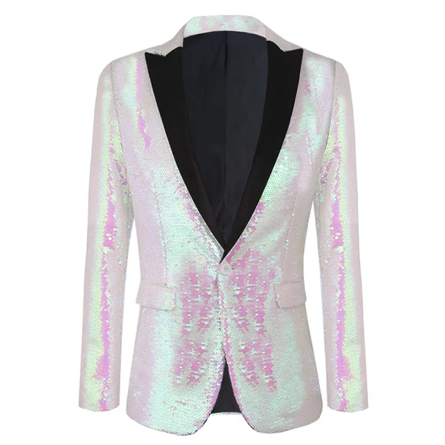 white sequin suit
