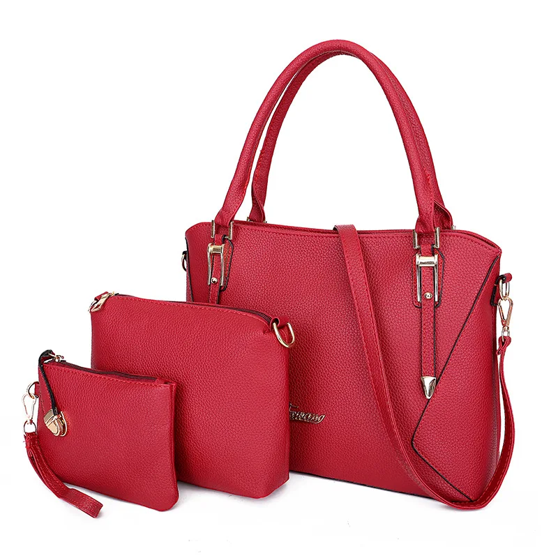 

2019 New Style Europe And America Fashion Shoulder Hand Versatile Different Size Bags Three-piece Set Women's Bag