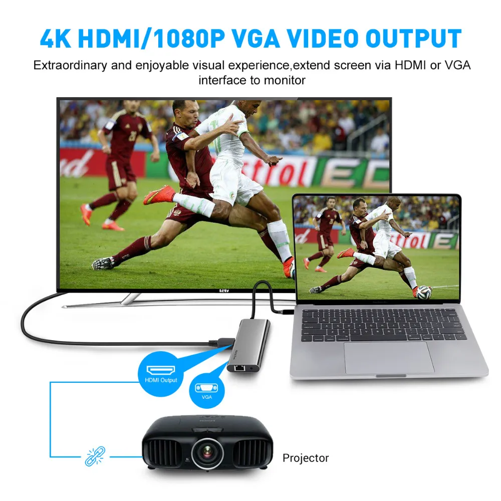  EKSA 11 en 1 HUB USB C a Thunderbolt 3 tipo C adaptador Dock para MacBook Pro USB 30 Puerto 20 de 1