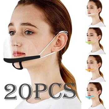 

20 PCS Work Wear Anti-Spitting Men Women Transparent Plastic Mask Chef Kitchen Service Masks Washable Mascarillas Masque
