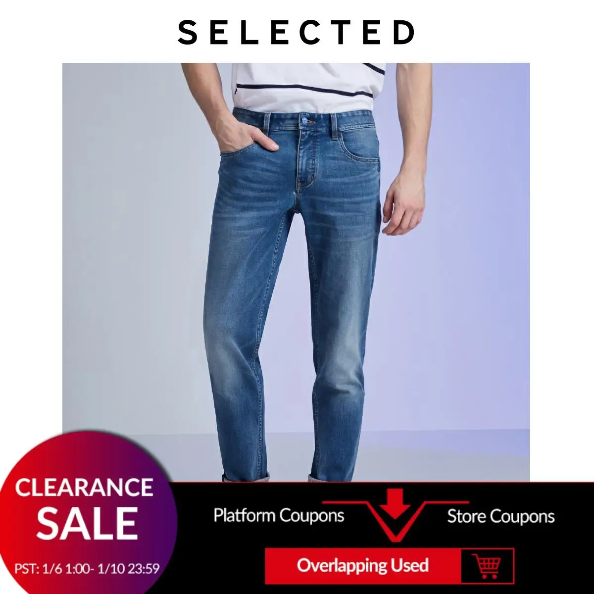 

SELECTED Men's Slim Fit Stretch Cotton-blend Jeans LAB|419432523