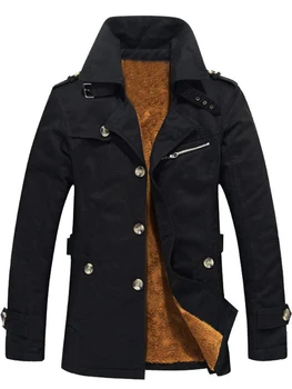 

Warmness Men's Jacket Winter Fleece Overcoat Casual Thick Army Green Coats Men Windbreaker Black Plus Size 5XL Mens Outwear