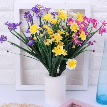 

Artificial Fake Flowers 4Pcs Daisy Faux Plastic Plants Indoor Outside Home Garden Wedding Home Décor 67JB