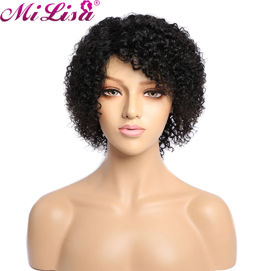 MI LISA Короткие вьющиеся человеческие парики бразильские Remy волосы боб полный