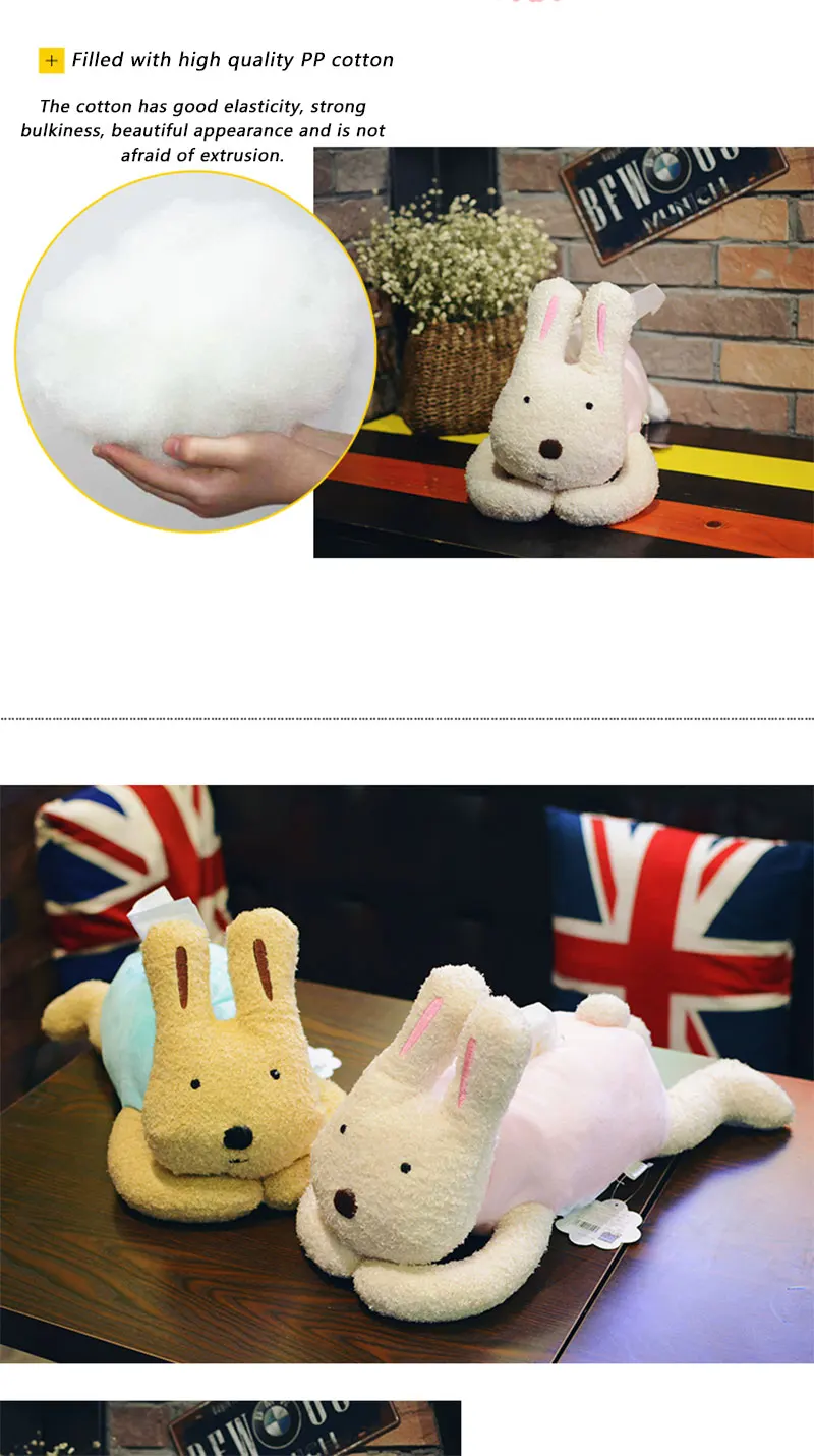 Игрушка салфетница Креативная игрушка держатель для салфеток Kawaii в форме кролика бумажный чехол для полотенец Бытовые животные из бумажек ящик для хранения дома Декор подарок для девочек