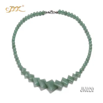 

JYX 6mm Round and Square Light Green Aventurine Gemstone Necklace 18"