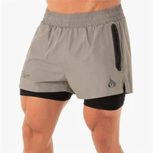

Joggers Shorts Mens 2 in 1 Short Pants Gyms Fitness Bodybuilding Workout Quick Dry Beach Shorts Male Summer Sportswear Bottoms