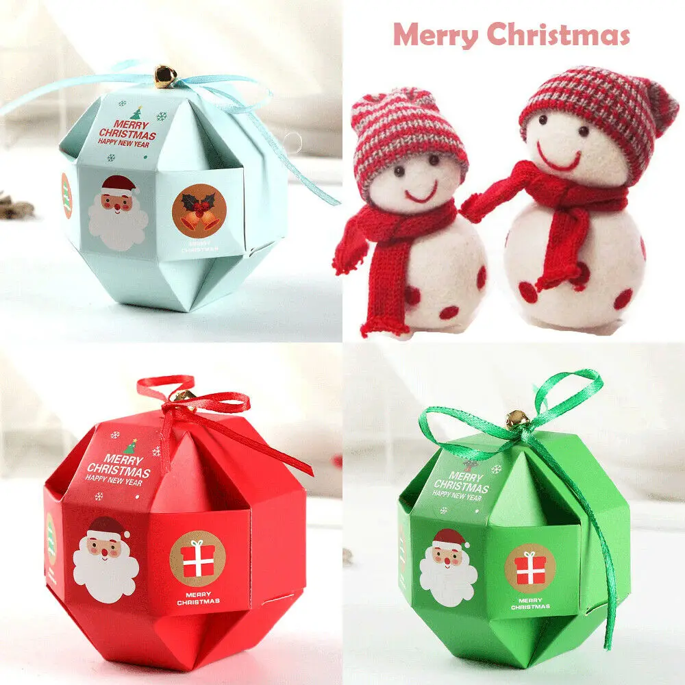 10PCS Christmas Tree Bell Party Paper Favour Gift Sweets Carrier Bags Boxes Christmas gift