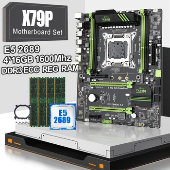 

X79P LGA 2011 motherboard set with CUP Xeon E5 2689 4x16GB=64GB 1600MHz DDR3 ECC REG memory ATX USB3.0 SATA 3 PCI-E NVME M.2 SSD