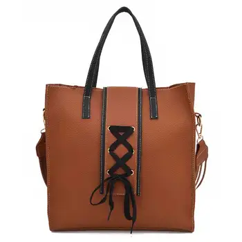 

Women Lacing Handbags Pu Leather Ladies Large Shoulder Hand Bag Large Capacity Tote Bag Elegant Crossbody Bag for Women 2020