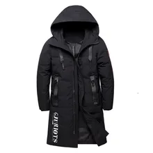 Новая мужская одежда осенне-зимняя теплая пуховая куртка с капюшоном, плотное длинное тонкое пуховое пальто мужская красная, черная брендовая одежда