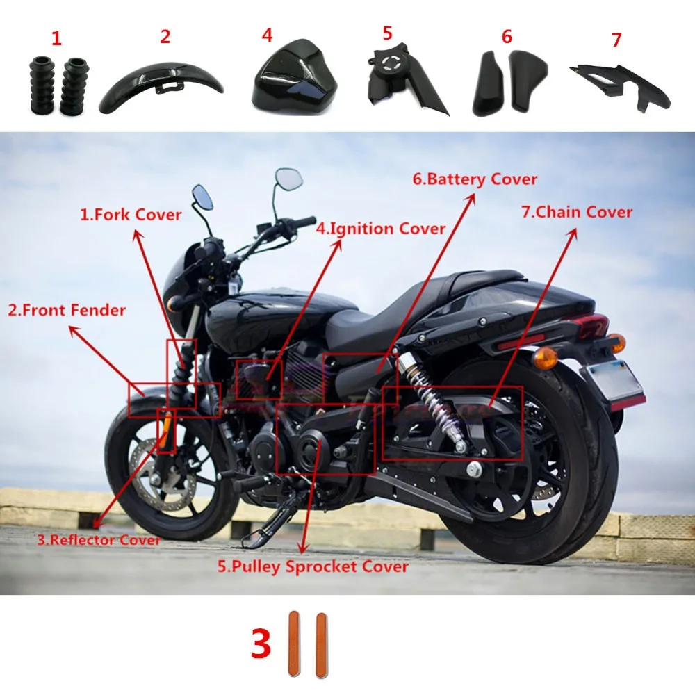 15 17 для Harley Street 500 750 XG500 XG750 XG части мотоцикла панель зажигания/переднее крыло/цепь