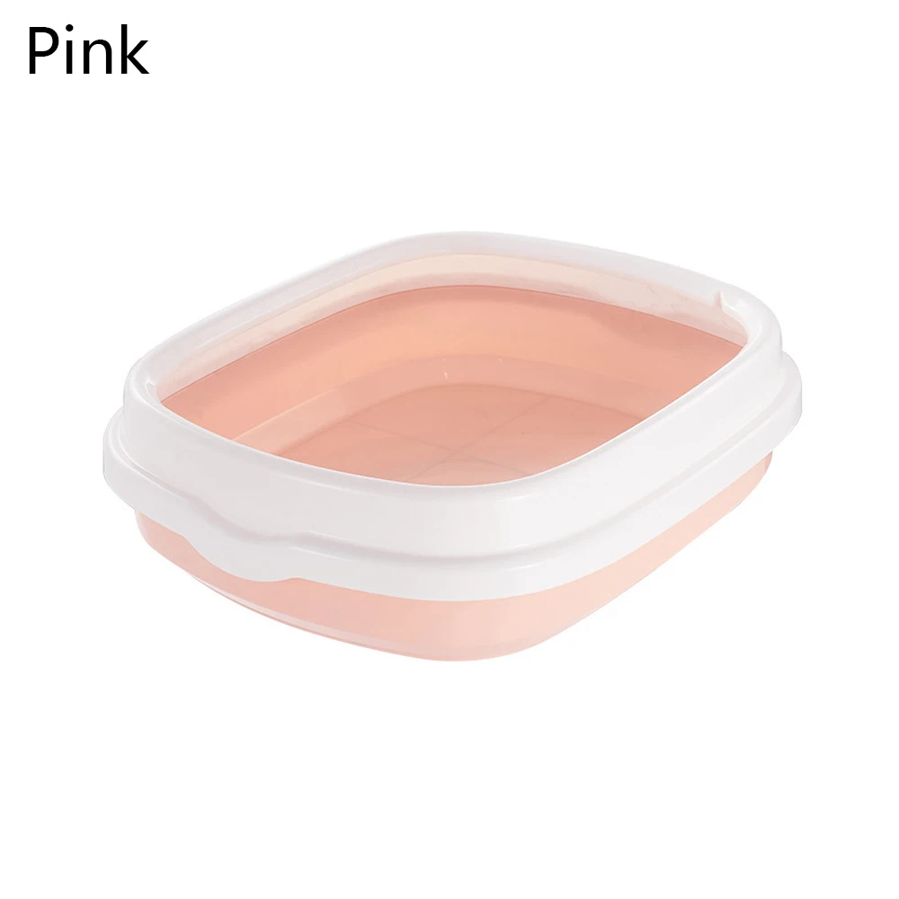 Pink Кошачий Ящик Для Мусора С совок пластик анти-всплеск Туалет постельное белье поставка Excrement тренировочный песочник для кошек товары для домашних животных 40x33,5x12 см - Цвет: Pink