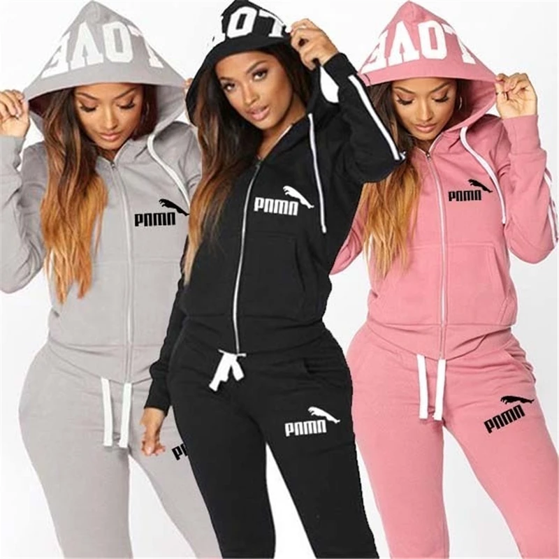 

Autumen Two Piece Set Tracksuits Women Sets Love Print Hoodie Jacket Pants Sweatshirt Set Female Sports Suit for Women Clothing