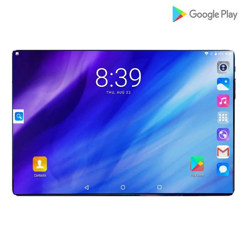 Большой стеклянный экран планшет 10,1 дюймов Android 9,0 Восьмиядерный 6 ГБ ОЗУ 64 Гб ПЗУ 3g 4G LTE 1280*800 ips 8.0MP ips планшеты