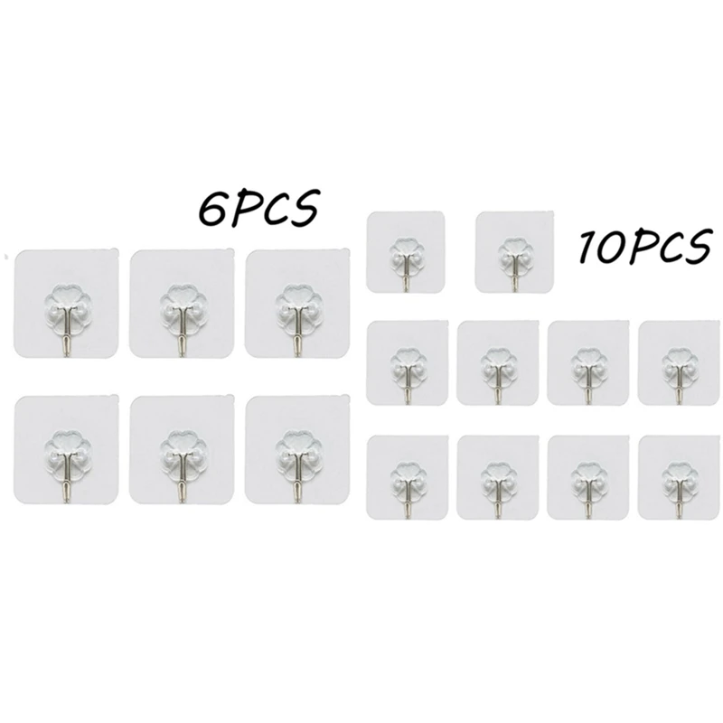 10/6PCS Hook Strong Transparent Suction Wall Sucker Hanger Waterproof Adhesive Heavy Load Rack Stainless Steel Hook Cabide