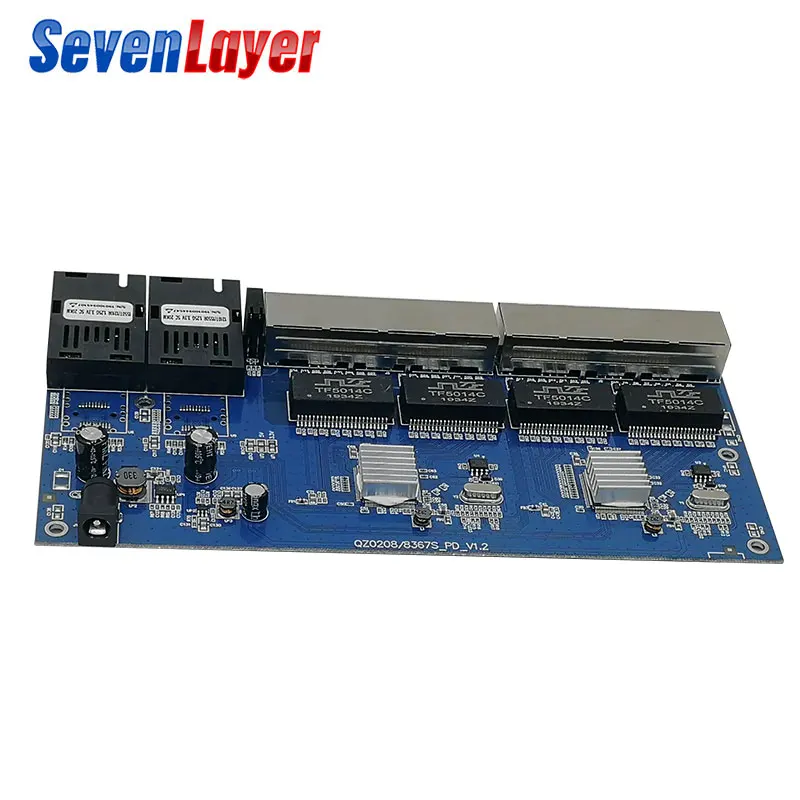 Волоконно оптический медиаконвертер Gigabit Ethernet коммутатор 10/100/1000 M PCBA 8 RJ45 UTP и 2