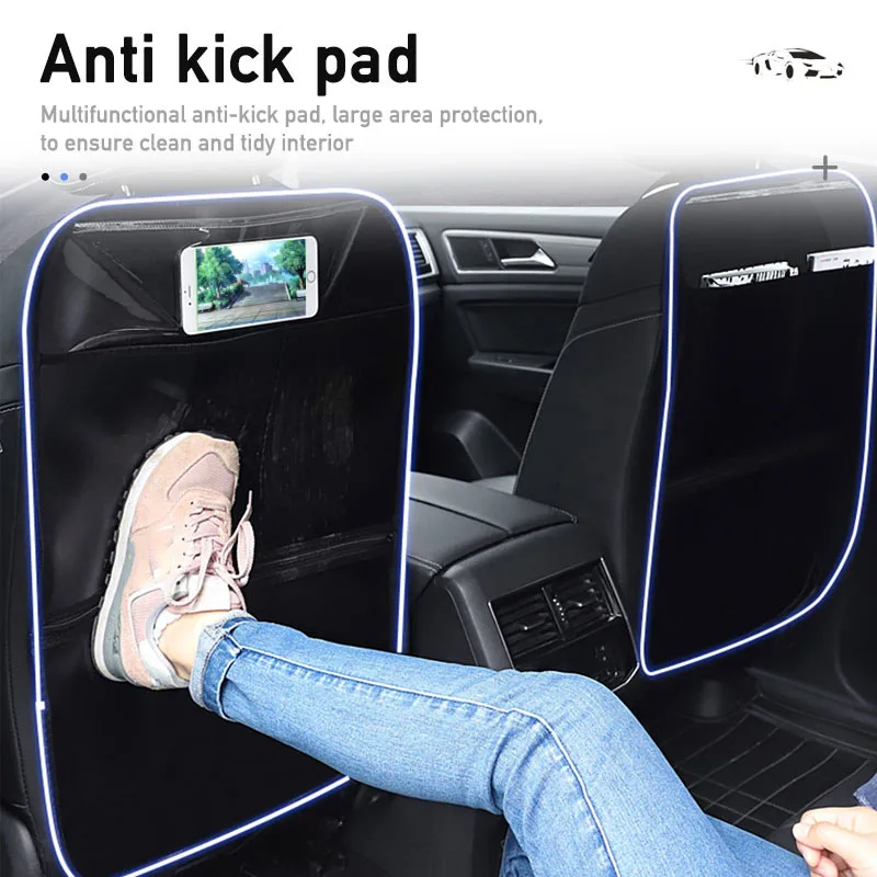 Waterproof PU Leather Car Seat Back Protector with Storage Pockets