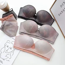 Новинка, сверкающий Модный комплект со съемным плечом, бесшовный бюстгальтер для девочек и трусики, глубокий v-образный вырез, женское сексуальное белье, пуш-ап, интимный