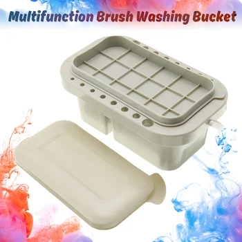 

Multifunction Brush Washing Bucket Pen Barrel Brush Washer With 16 Holes Art Palette Oil Acrylic Watercolor Tool Art Supplies
