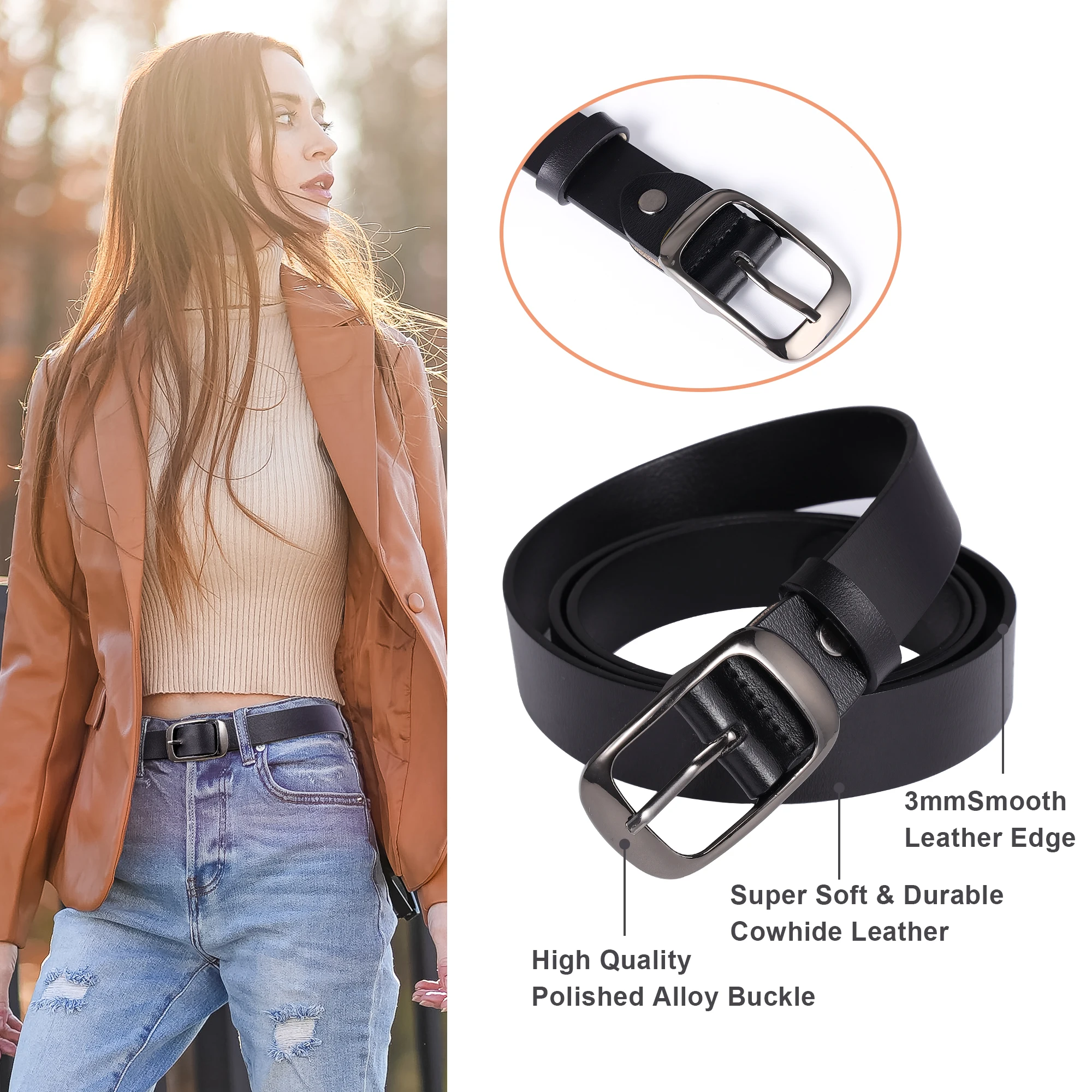 Plus Size Pu Women's Belt Target Buckle Denim Accessories Belt Light Luxury Retro Fashion Lady's Accessories Belt